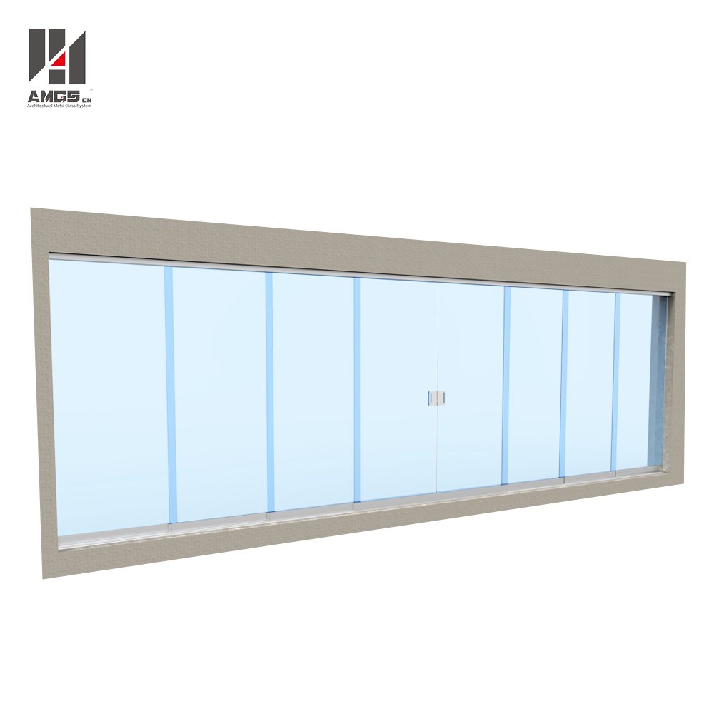 AMGS Modern Facade Design Frameless Sliding Glass Doors Frameless Glass Sliding Door image6