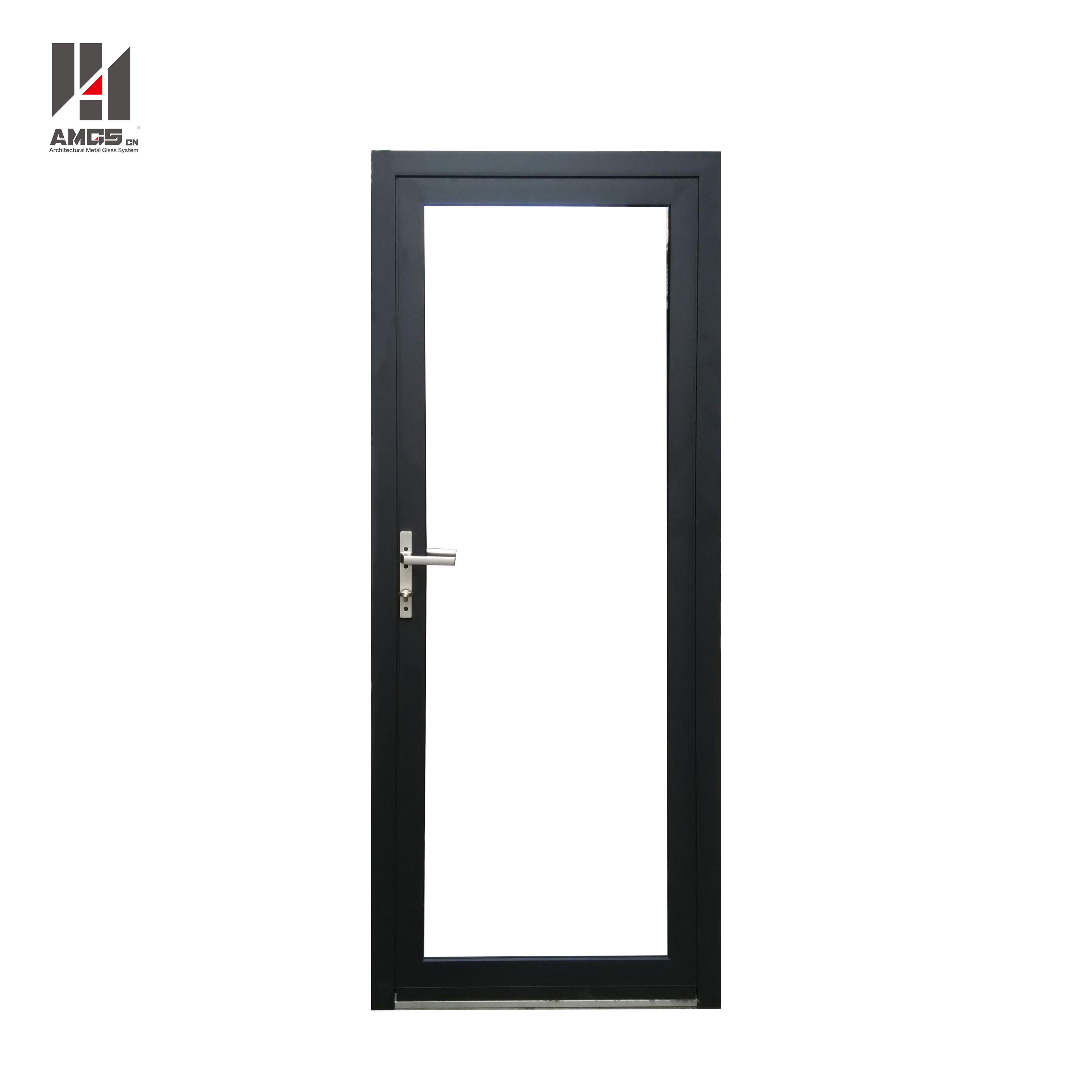 AMGS Exterior Aluminum Glass Storefront Door Sealed Waterproof Side Hinged Door Aluminum Swing Doors image3