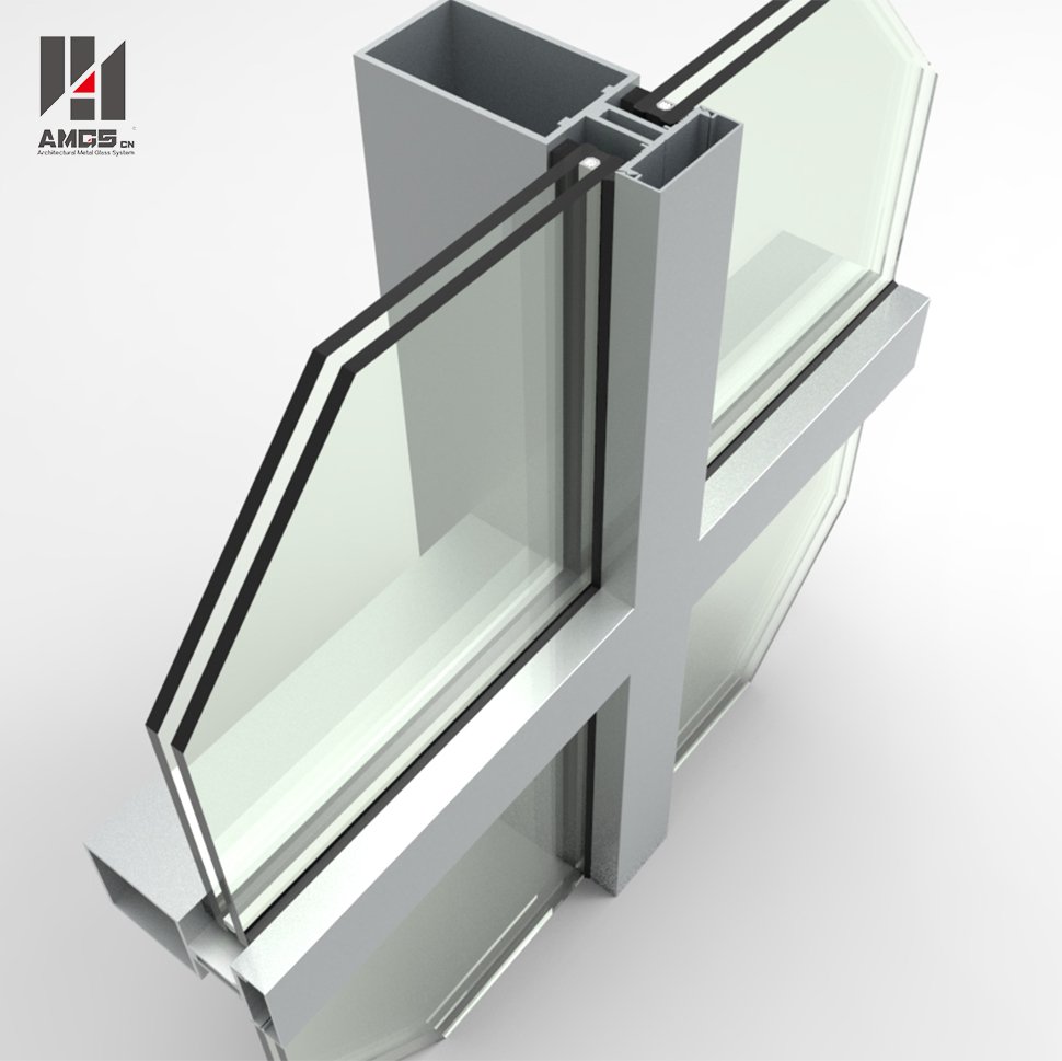 AMGS Glass Curtain Wall For Exterior Construction With Good Price And High Quality Frame Glass Curtain Wall image4