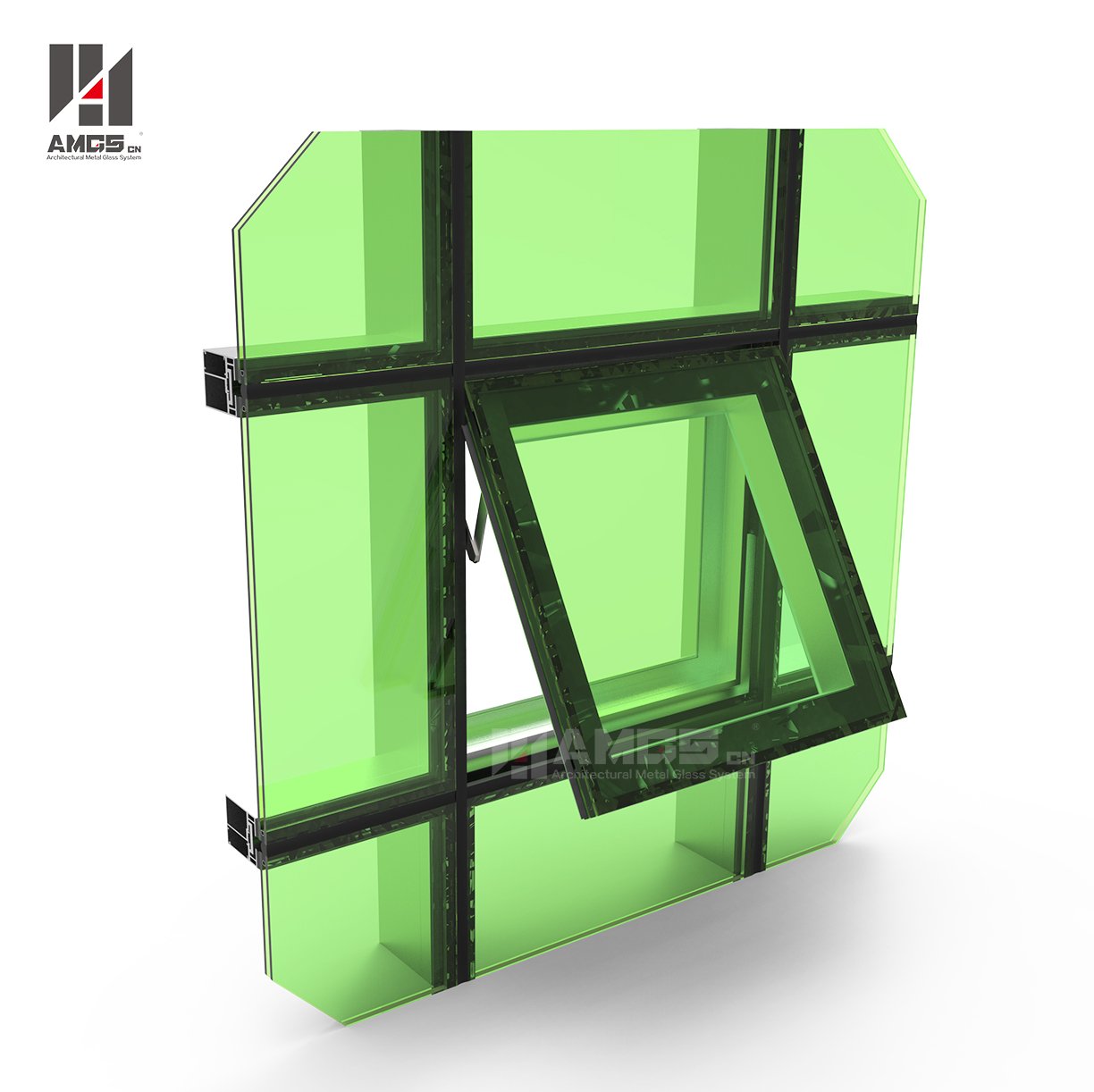 AMGS Mirror Reflection Structural Glass Facade Curtain Wall Frameless Glass Curtain Wall image1