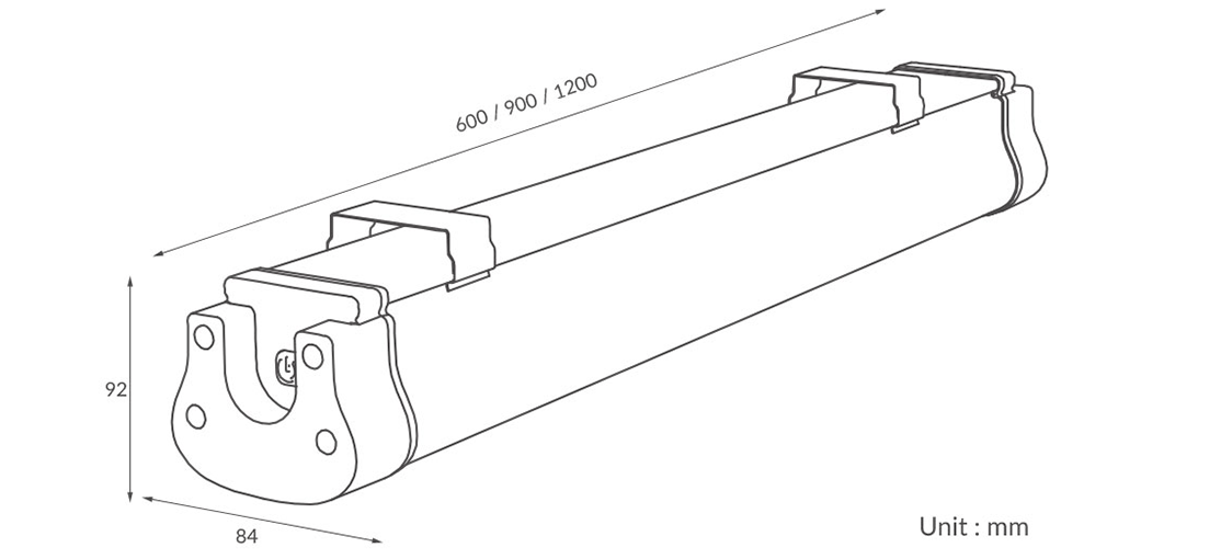 Auroras Solar lighting,apollo solar led batten light's inner dimension