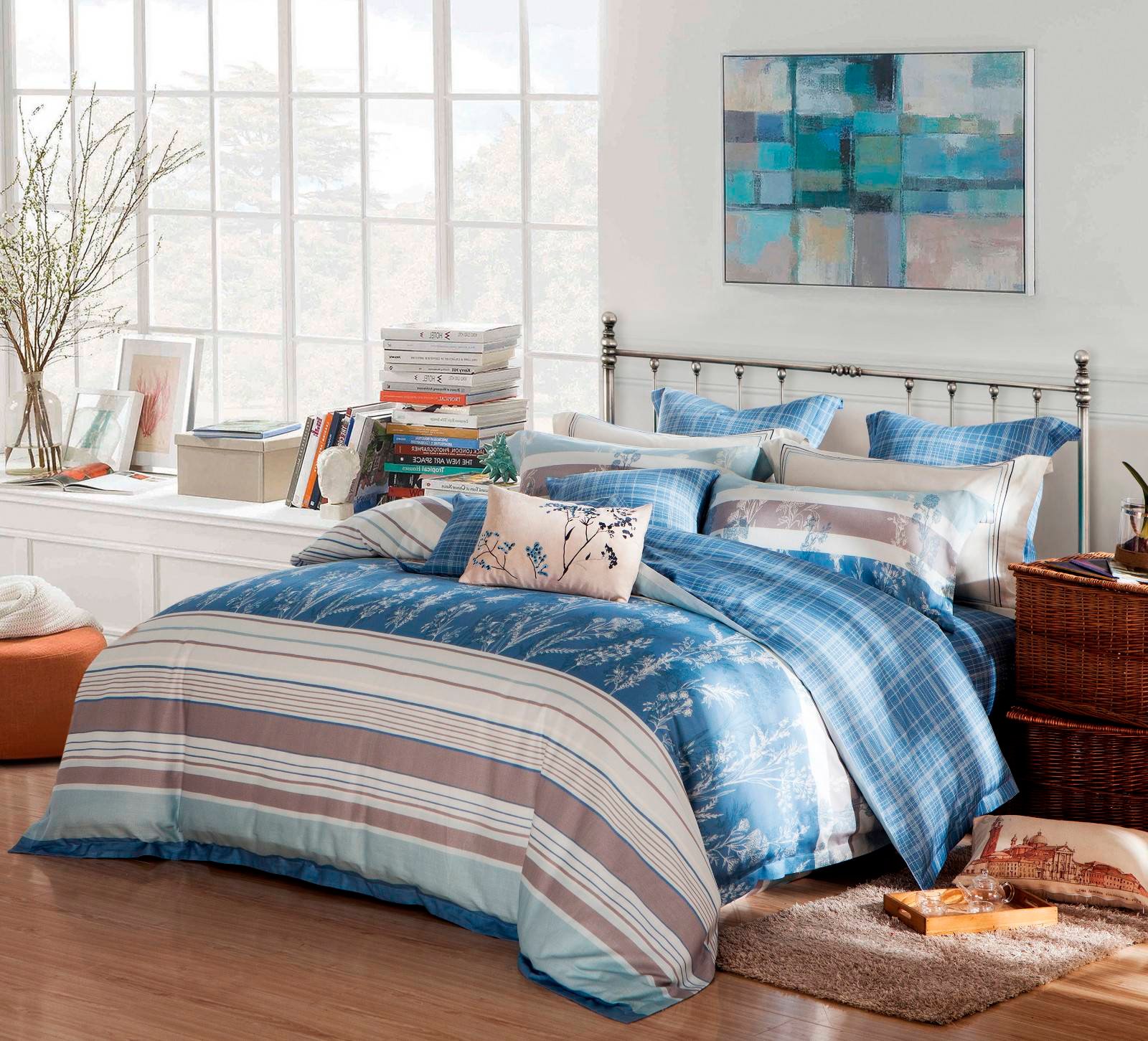 Daphne 45% Cotton 45% Lyocell 10% Linen Blended Elegant Printed Bedroom Set   #6820 Other Material Printed image33