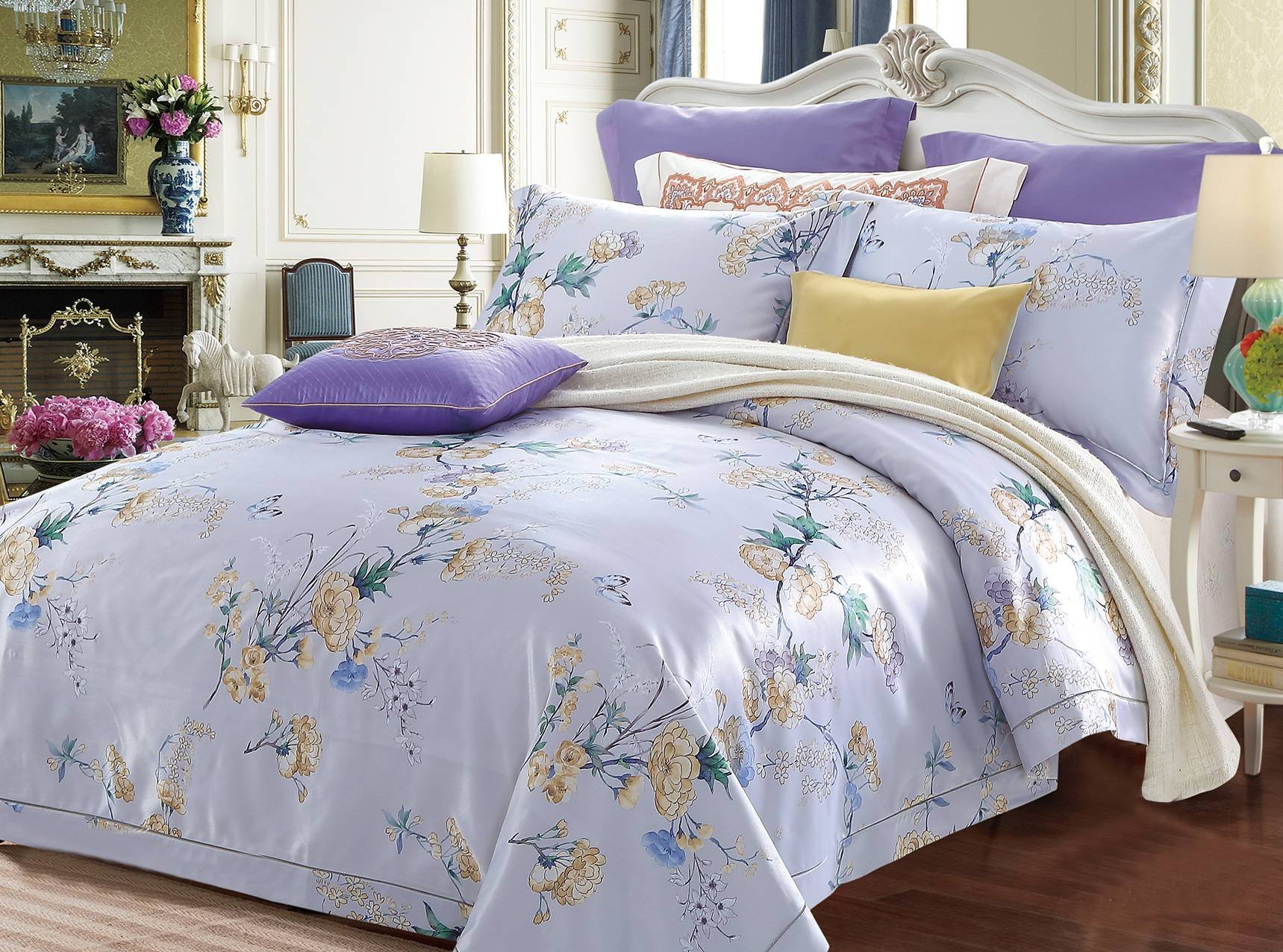 Daphne Floral Pattern Polyester Rayon Jacquard Bedding 6848 Jacquard Bedding Set image4