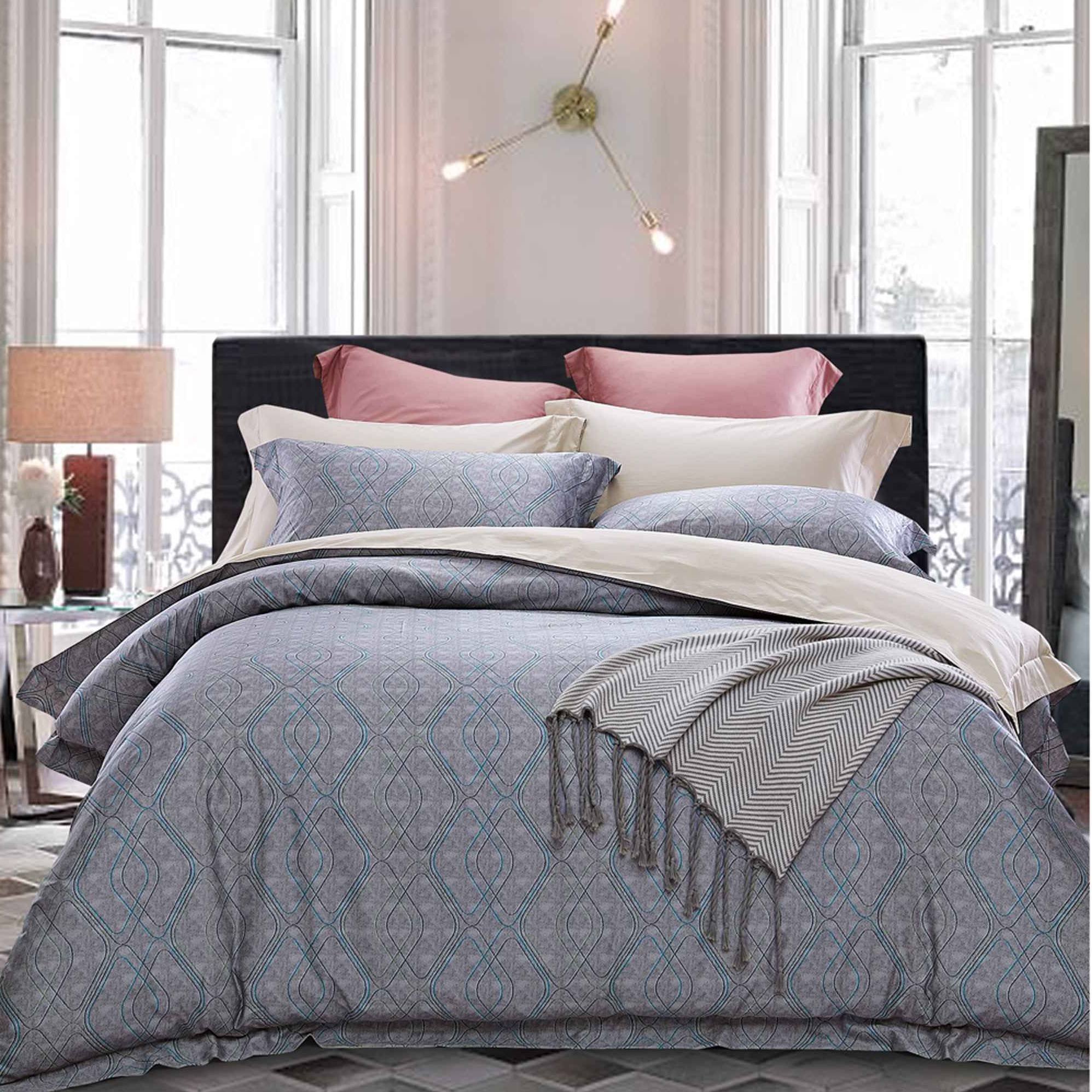 Daphne Crossed Diamond Pattern Sheet Set 100% Cotton 171190 100% Cotton Printed image98