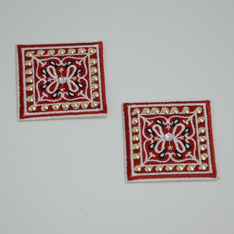 Junhin heat transfer  6*6 CM  Square shapes embroidery patch for jeans Embroidered Patches image31