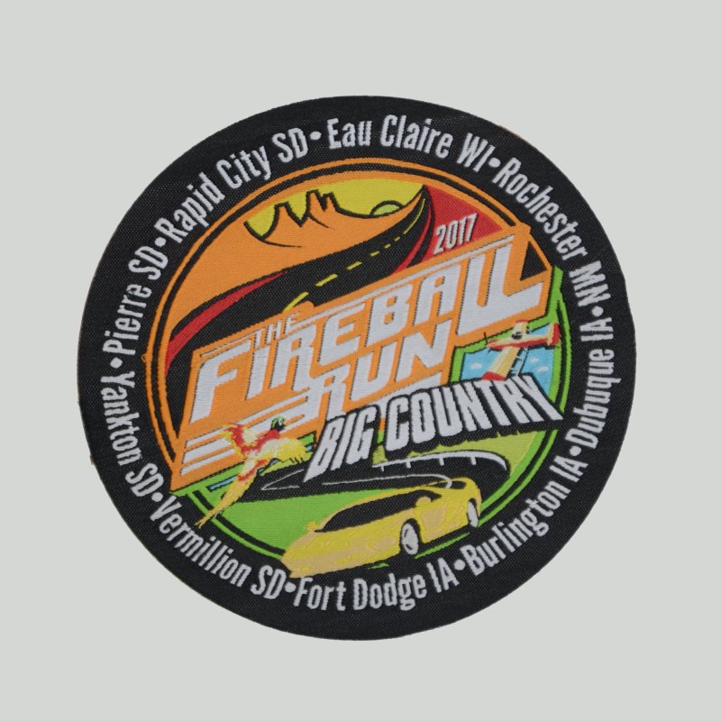 Junhin head transfer 6*6 round letter logo weaving patches for clothes Embroidered Patches image23