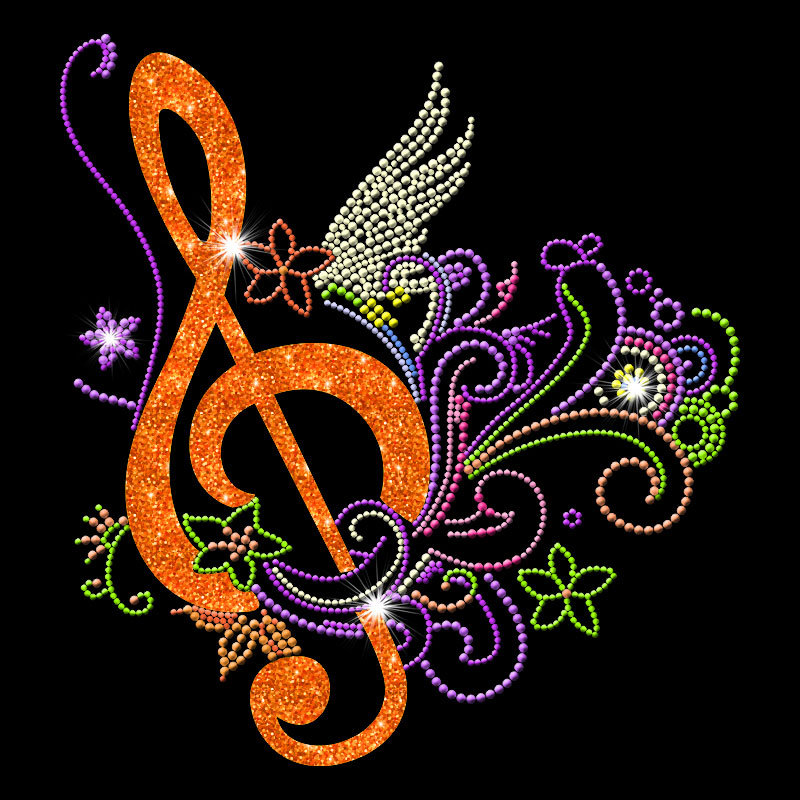 Junhin Custom music glitter crystal rhinestone heat transfers wholesale Rhinestone transfers image18