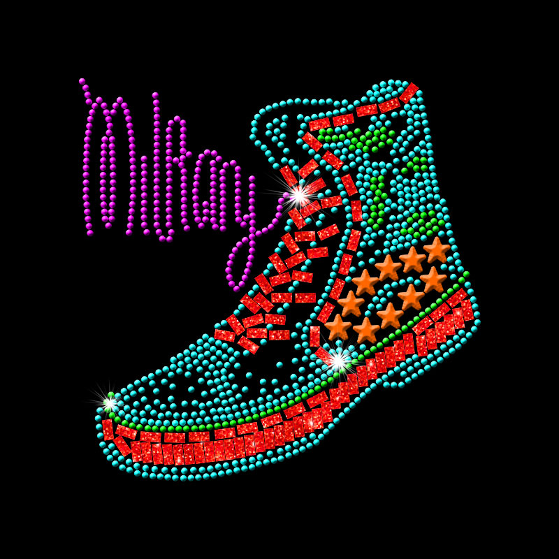 Junhin Shoes bling satin cloth rhinestone heat transfers wholesale Rhinestone transfers image17