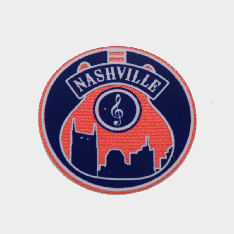 Junhin wholesale custom area logo badge round overlocking embroidery patch for t-shirt patterns design Embroidered Patches image1