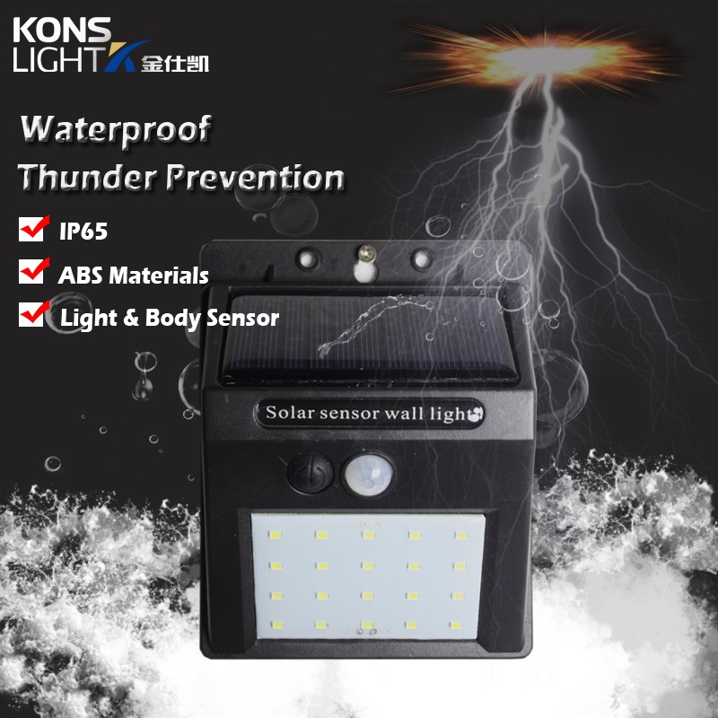 Kons-Led Solar Wall Light Ip65 Waterproof Outdoor Abs Material