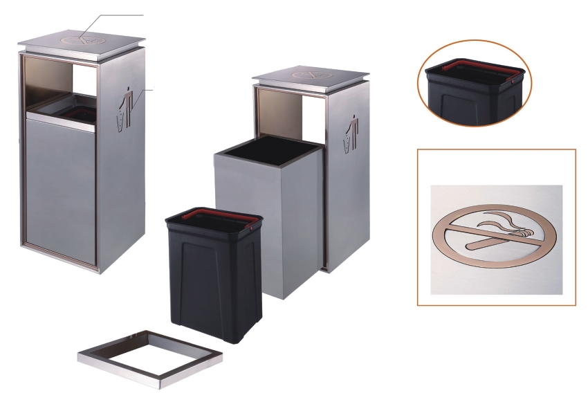 BoXin BOXIN Indoor silk print lobby stainless steel garbage bins/trash bins/rubbish bins for shopping malls Hotel trash can image14