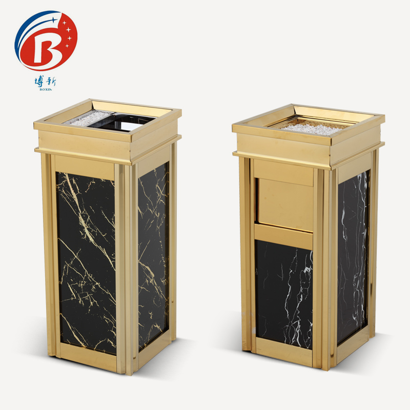  BoXin BX-A18 ground ash barrel stainless steel Exquisite glass Hotel trash can image11