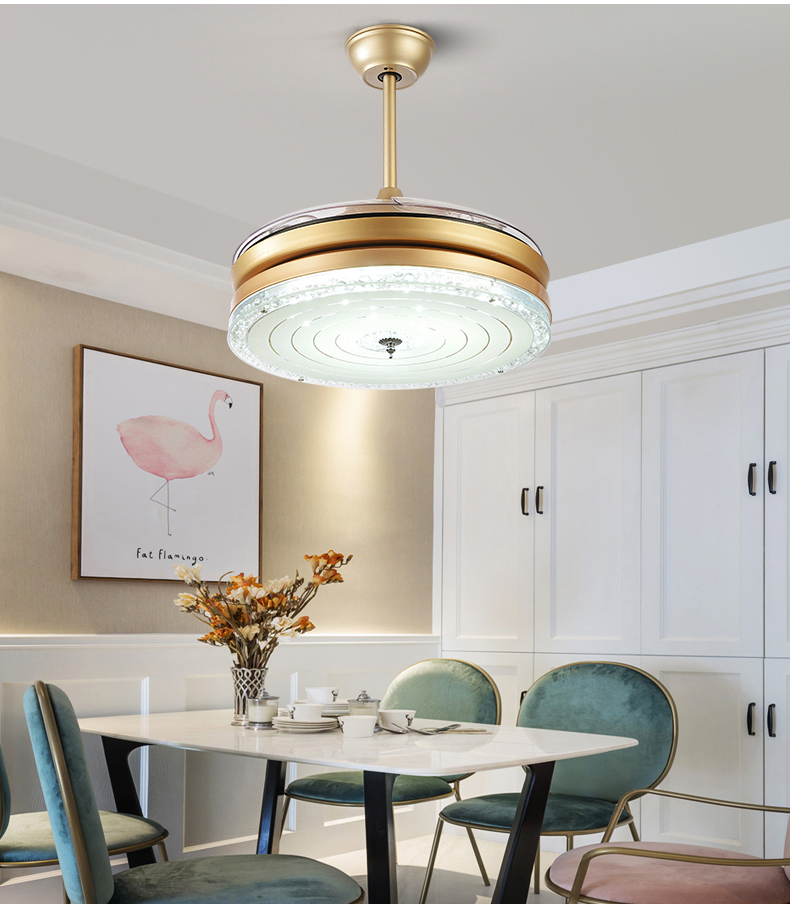 Modern invisible style fan lamp, 4 pieces of Gold ABS plastic fan blades model HJ3098