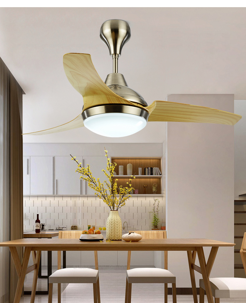 American traditional style fan lamp, 3 pieces of White/Red/Black wooden fan blades LED light source 